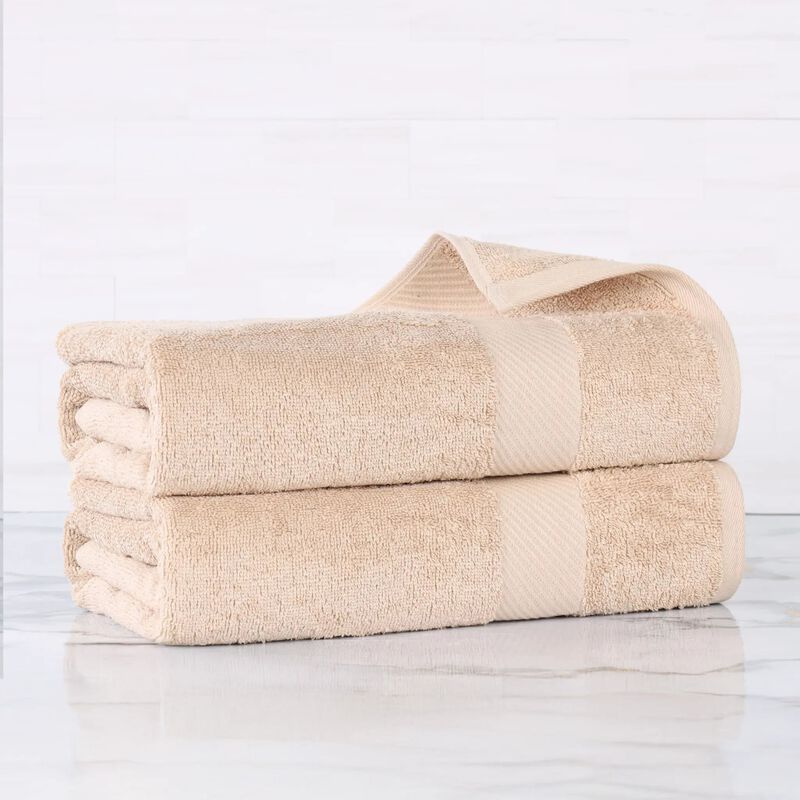 2-Piece Egyptian Cotton Bath Sheet Set &ndash; Luxury Soft & Thick Towels with Border image number 1