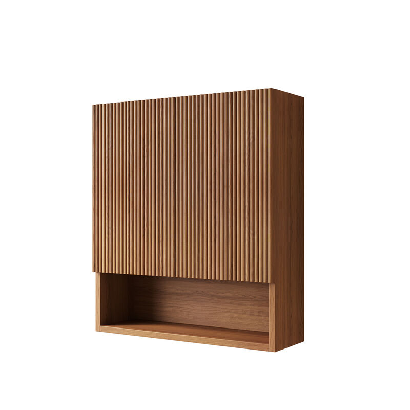 ELEMENT ACE Wall-Mounted Striped Bathroom Cabinet with Doors, Shelf and Open Storage Compartment image number 3