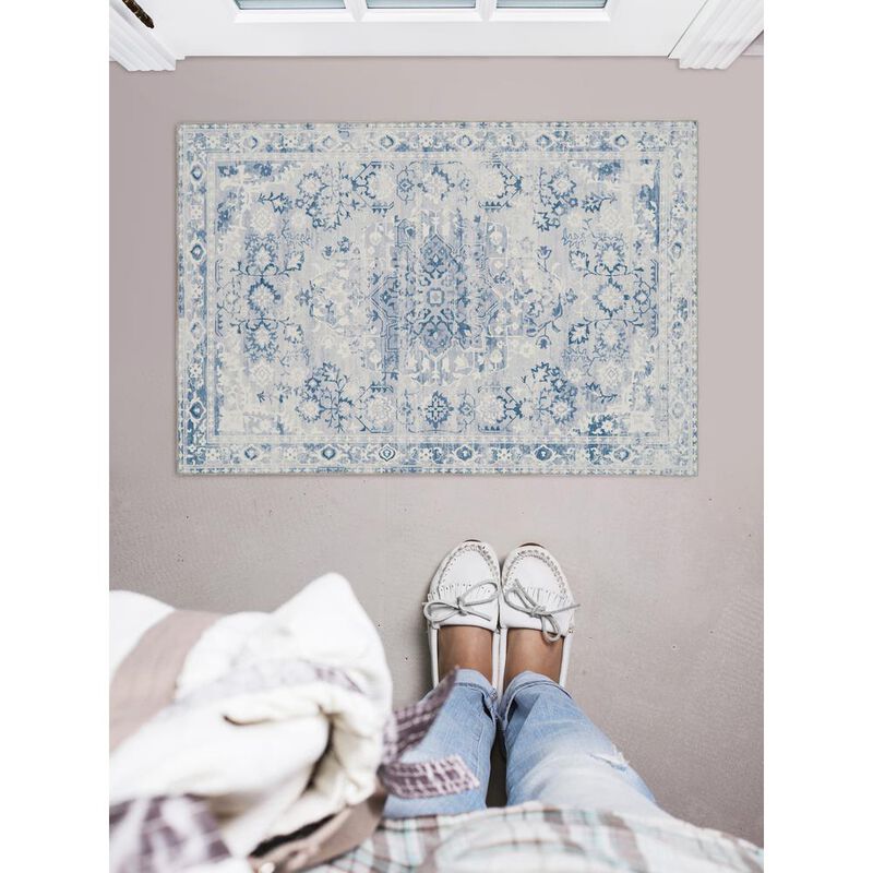 Linon Washable Harris Grey/Ivory, Rug image number 5