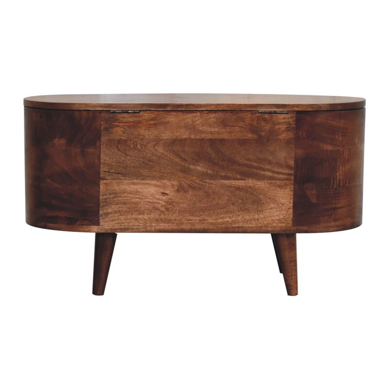 Artisan Furniture Solid Wood Honey Caramel Rounded Lid up Blanket Box