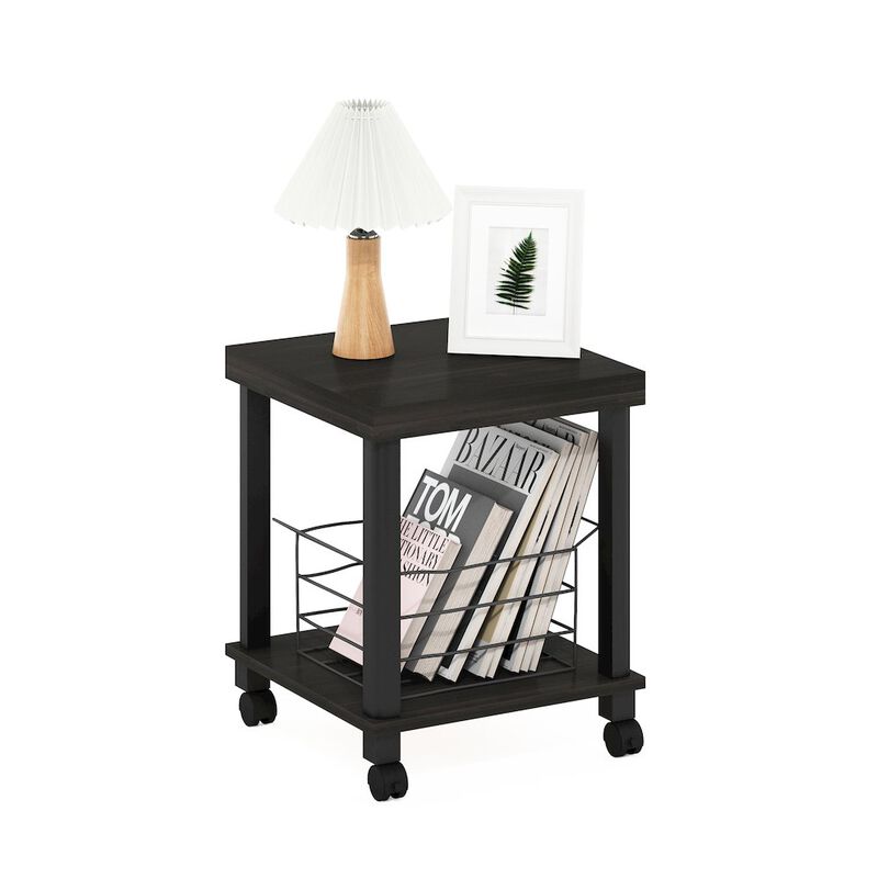 Turn-N-Tube Classic 2-Tier End Table, Side Table with Casters, Espresso/Black