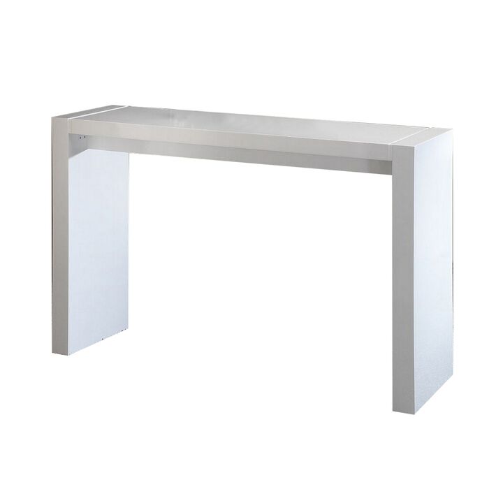 Joey 60 Inch Modern Bar Table, Lacquered White Finish, Composite Wood Frame