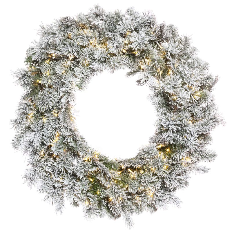 Vickerman 30" Flocked Kiana Wreath 3mm 200WW image number 0