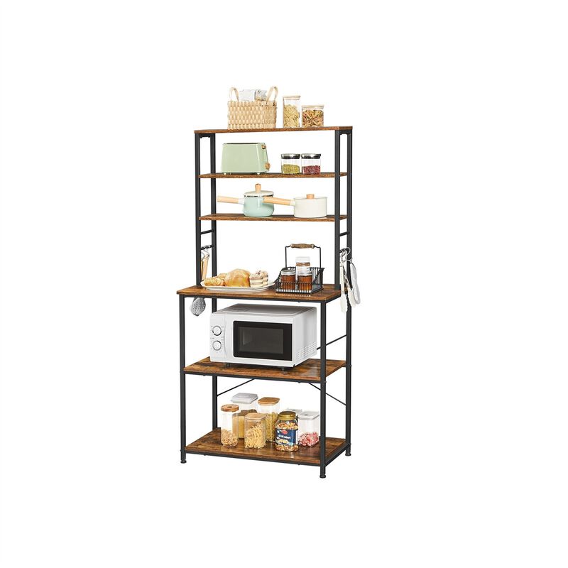 Hivvago Farmhouse 6 Tier Industrial Utility Kitchen Bakers Rack Microwave Stand