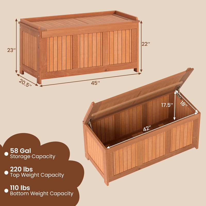 Patio 58-Gallon 3-in-1 Wood Deck Box with Flip Top Storage for Cushions image number 2