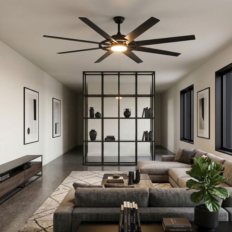 Breezary 72" LED Ceiling Fan with Light, 8 Blade, 6 Speed Reversible, High Airflow Indoor Fan image number 9