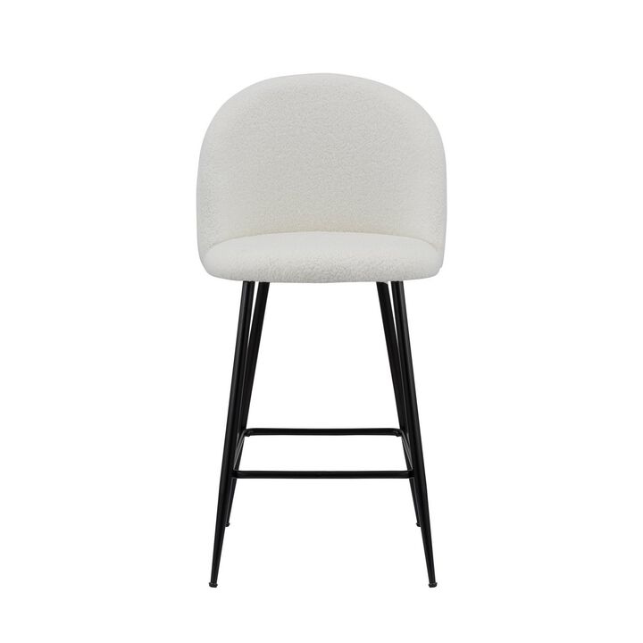 Ast 26 Inch Counter Height Chair, Set of 2, Arched Backrest, Black, White - Benzara