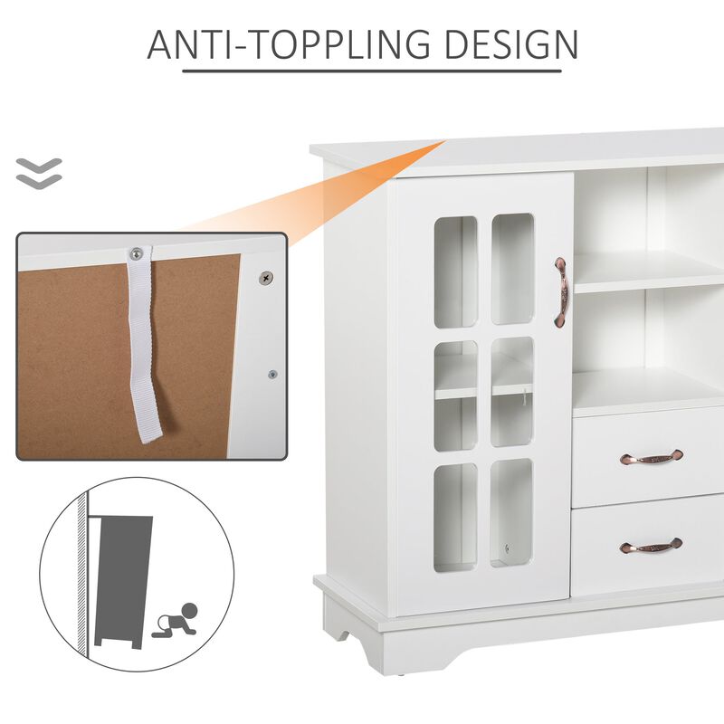 White Modern Storage: Sideboard Cabinet with Glass Door for Kitchen