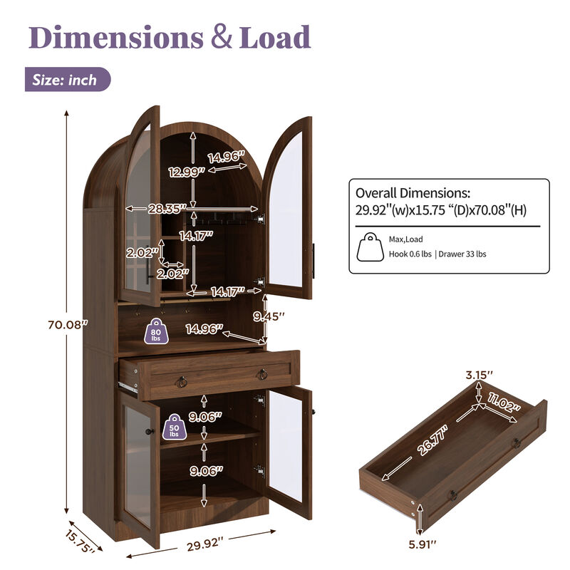 Bunnas Tall Arched Bar Cabinet image number 9