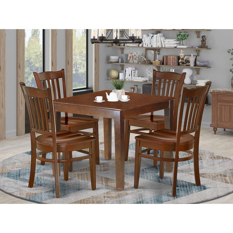 East West Furniture Dining Room Set Mahogany, OXGR5-MAH-W