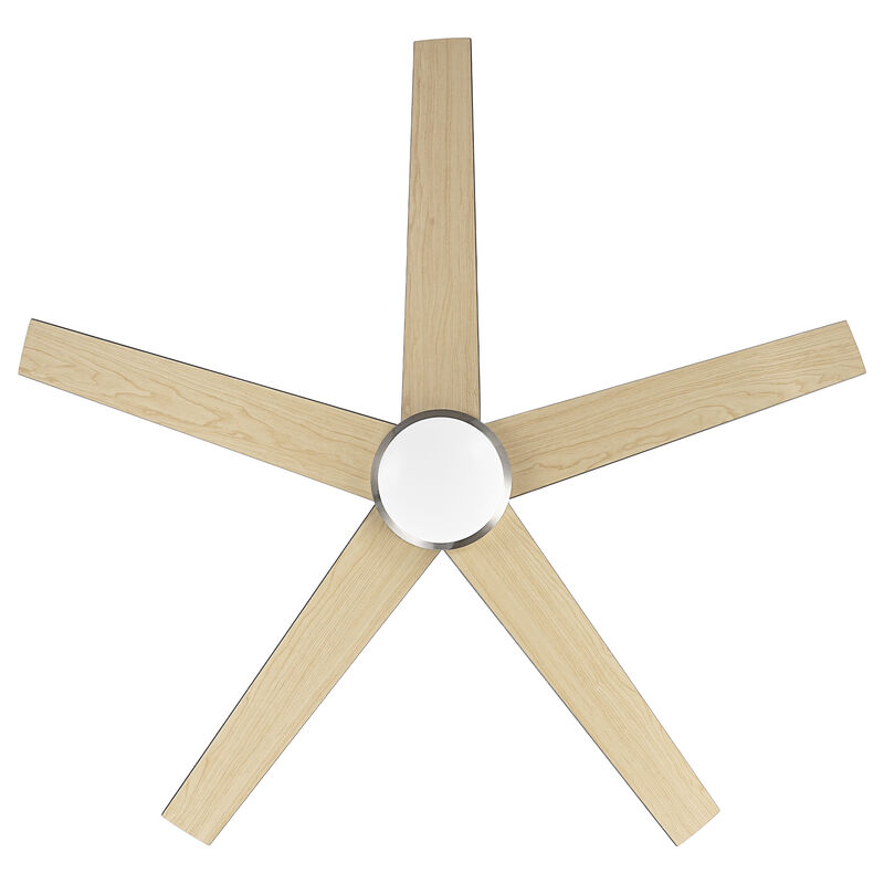 52" Satin Nickel Modern Flush Mount Dimmable Reversible 5 Blades Hugger Ceiling Fan with APP Control and Remote image number 7