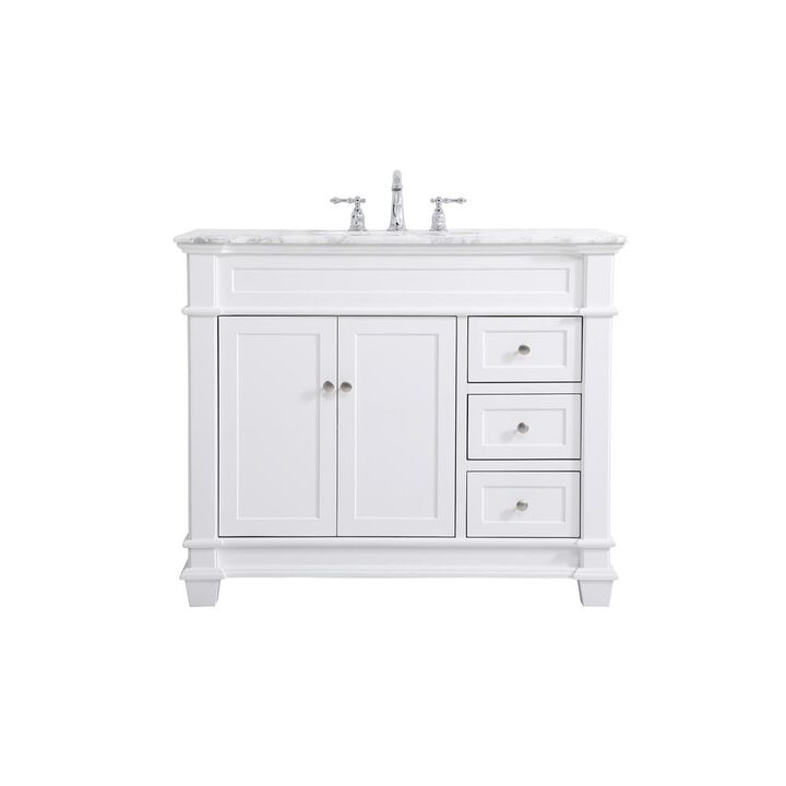Elegant Kitchen and Bath 42 inch Single Bathroom Vanity set in White