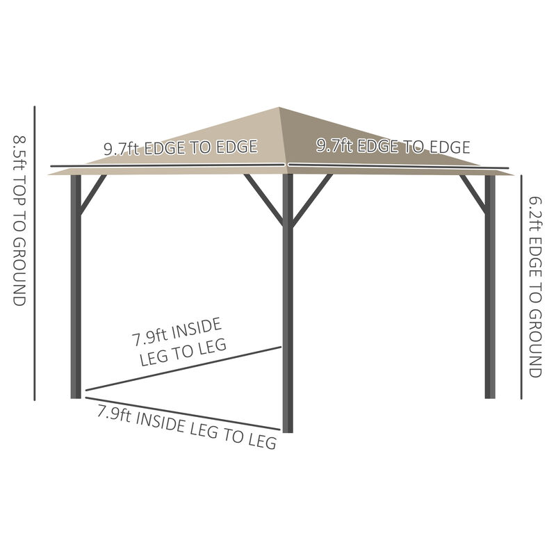13' x 10' Patio Gazebo Outdoor Canopy Shelter w/ Vented Roof, Curtains Brown