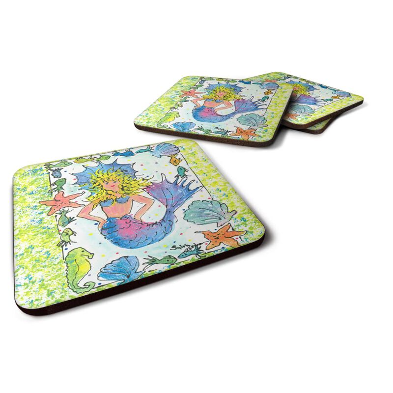 Caroline's Treasures 8080FC Mermaid Foam Coasters (Set of 4), 3.5 H x 3.5 W, Multicolor image number 0