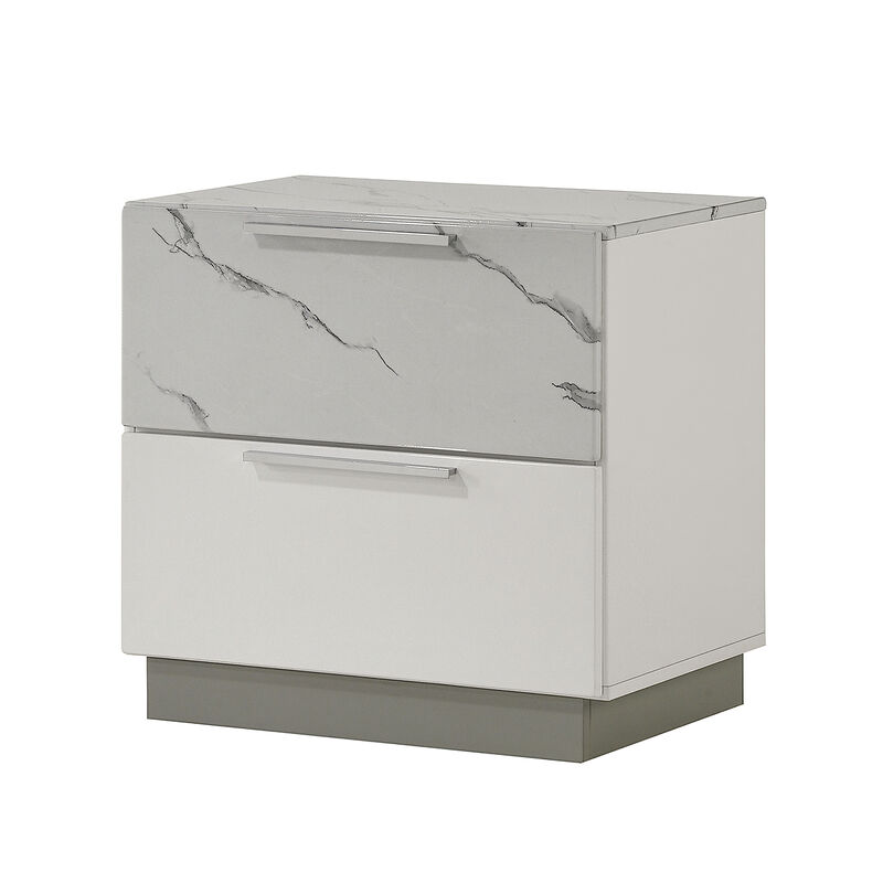 Lumirissiq Marble-Top 2-Drawer Nightstand image number 7