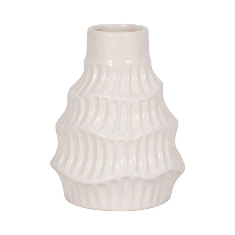 Cer, 6" Wavy Vase, White image number 0