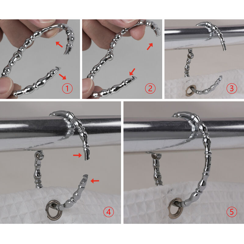 Zinc Shower Curtain Hooks, Set of 12 image number 7