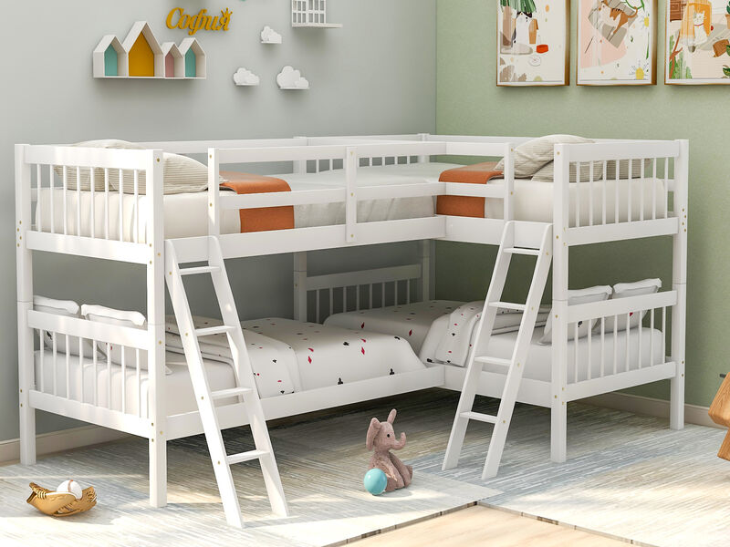 Whisen Twin over Twin L-Shaped Bunk Bed with Ladder