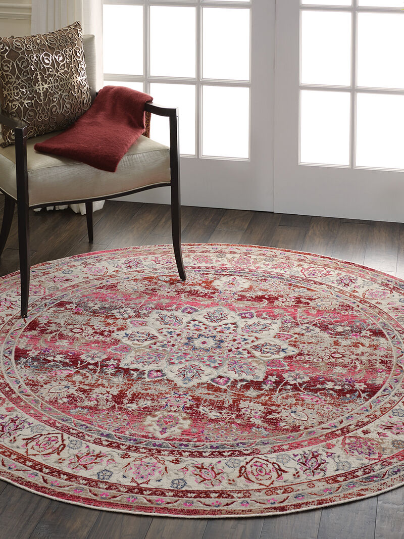 Vintage Kashan VKA01 Red 6' x Round Rug