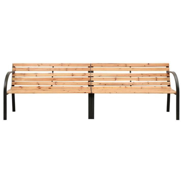 vidaXL Twin Patio Bench - 94.9" Length - Durable Chinese Fir Wood - Steel Frame - Armrest Design - Suitable for Garden/Patio/Outdoor Space - Brown