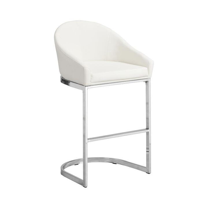 Carolina Living Torano 26 Upholstered Counter Stool - Chrome - White Upholstery