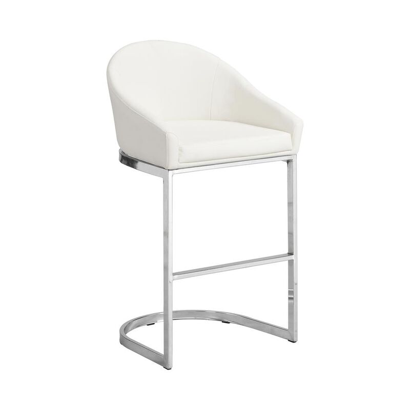 Carolina Living Torano 26 Upholstered Counter Stool - Chrome - White Upholstery