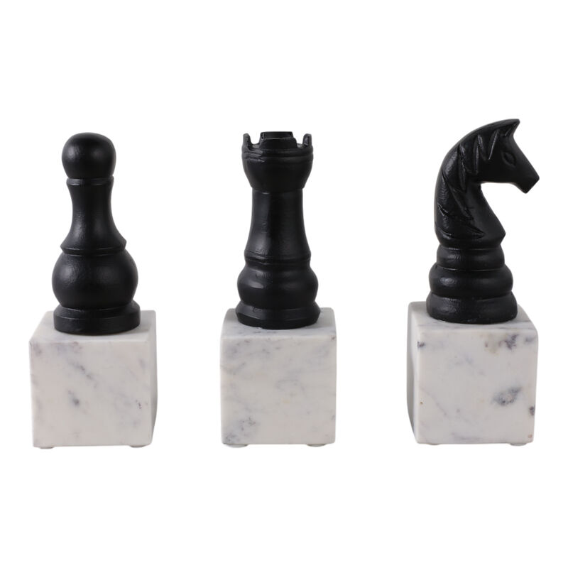 S/3 9" Chess Pieces On Marble image number 3
