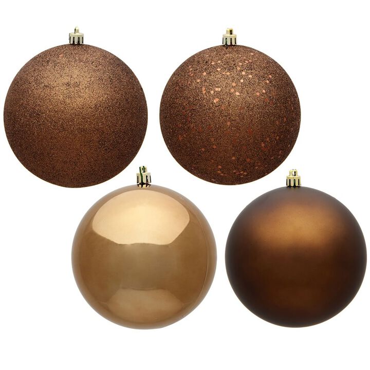 Vickerman 484494 - 4.75" Mocha Assorted Ball Christmas Tree Ornament (Set of 4) (N591276A)