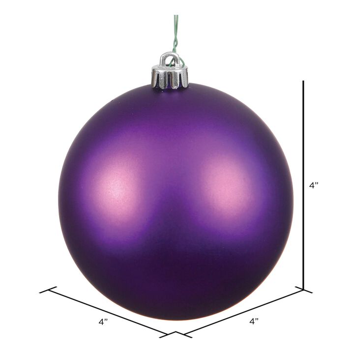 Vickerman 4" Plum Matte Ball Ornament, 6 per Bag