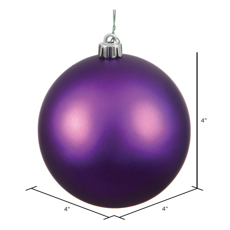 Vickerman 4" Plum Matte Ball Ornament, 6 per Bag image number 1