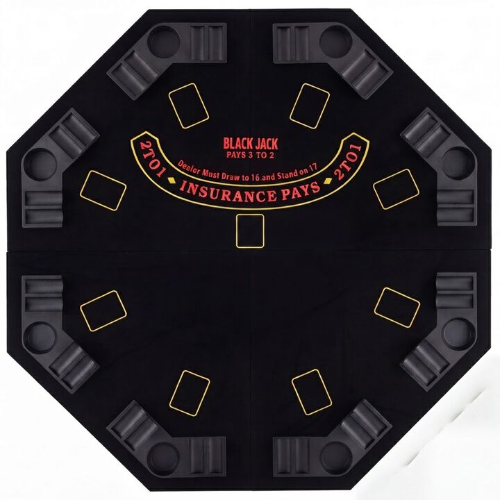 Portable 8 Player Poker Table Top with Built In Cup Holders and Chip Trays