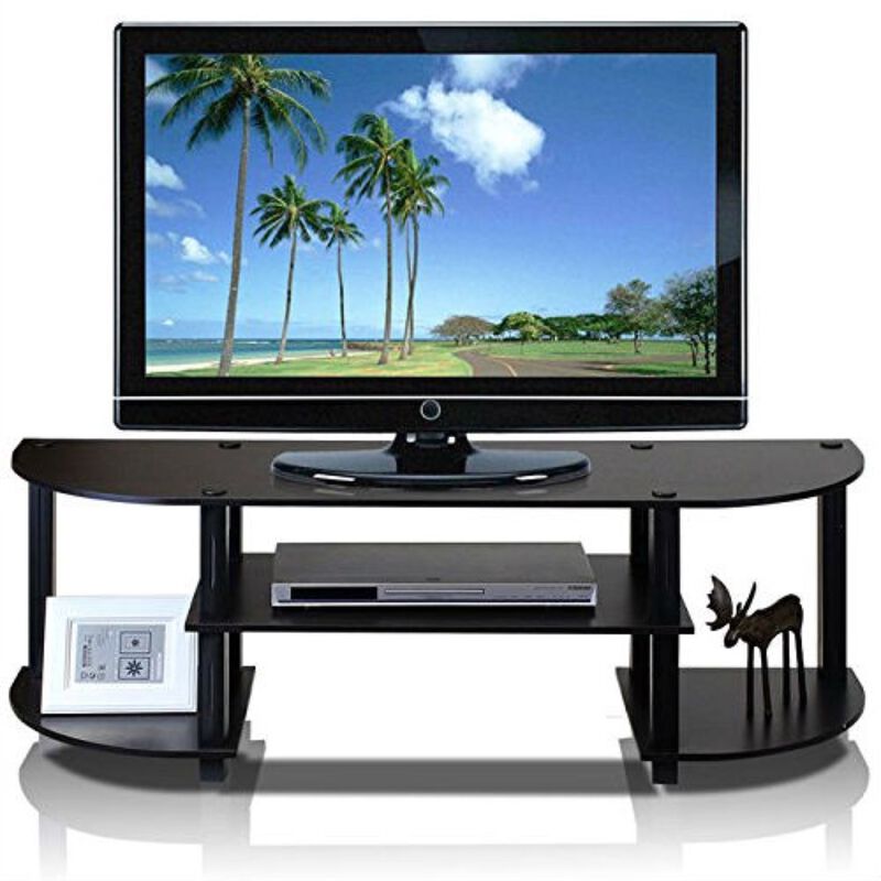 QuikFurn Espresso & Black TV Stand Entertainment Center - Fits up to 42-inch TV image number 1