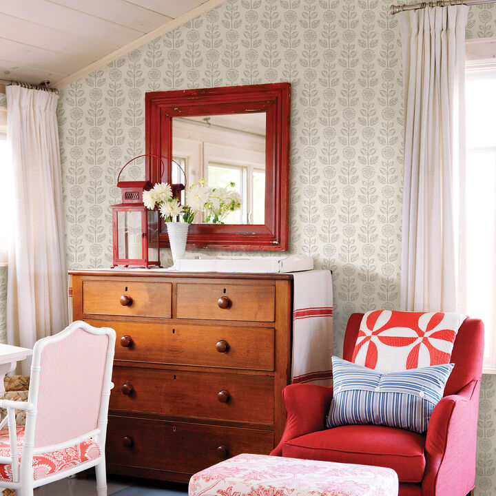 Dolly Light Grey Floral Wallpaper (Set of 2)