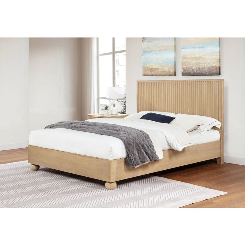 Best Master Furniture Daplen Scandinavian Modern Queen Bed Frame, Light Oak image number 2