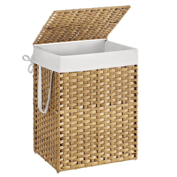 29.1 Gallon Laundry Basket with Lid Handles Goose Yellow Hamper