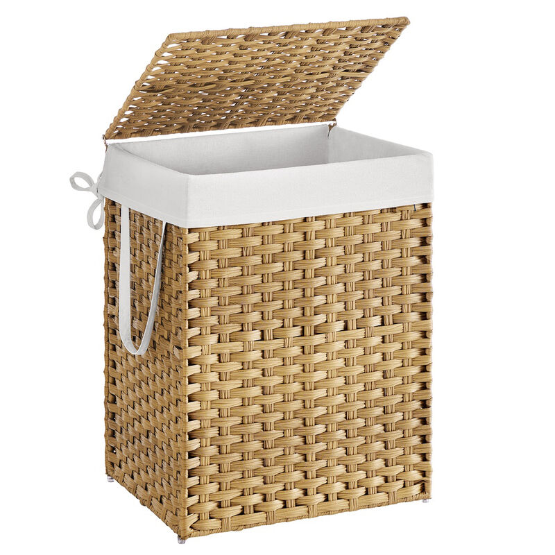 29.1 Gallon Laundry Basket with Lid Handles Goose Yellow Hamper image number 0