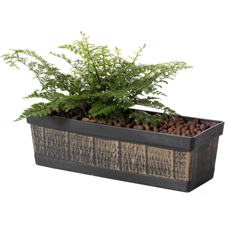 Outdoor and Indoor Rectangle Trough Plastic Planter Box, Vegetables or Flower Planting Pot, Brown Small