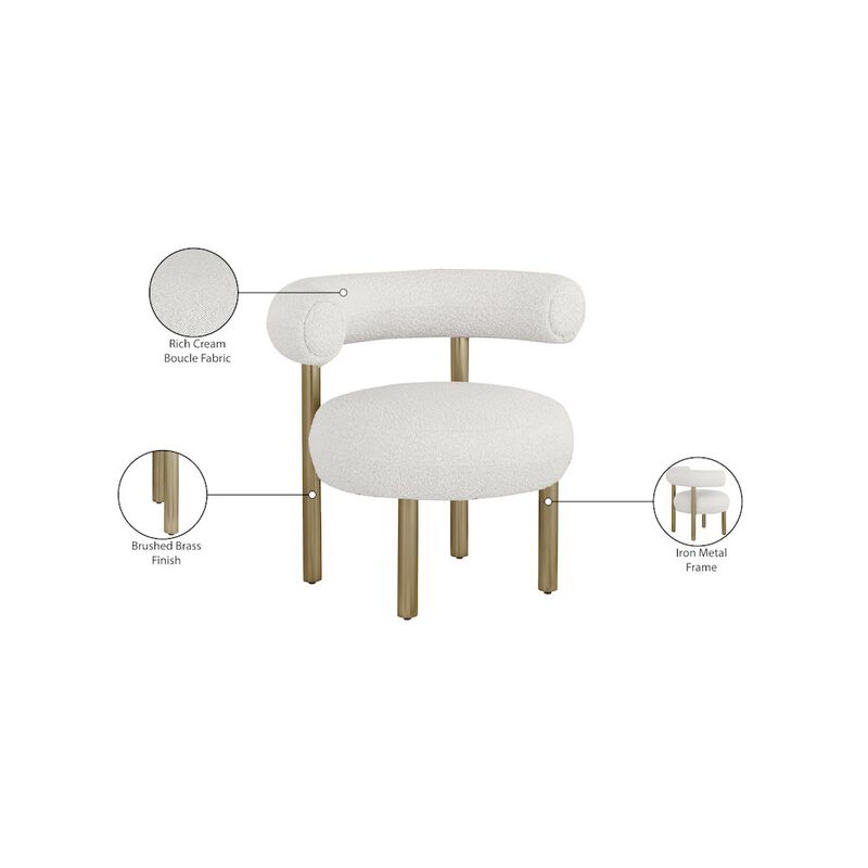 Meridian Furniture Bordeaux Cream Boucle Fabric Accent Chair