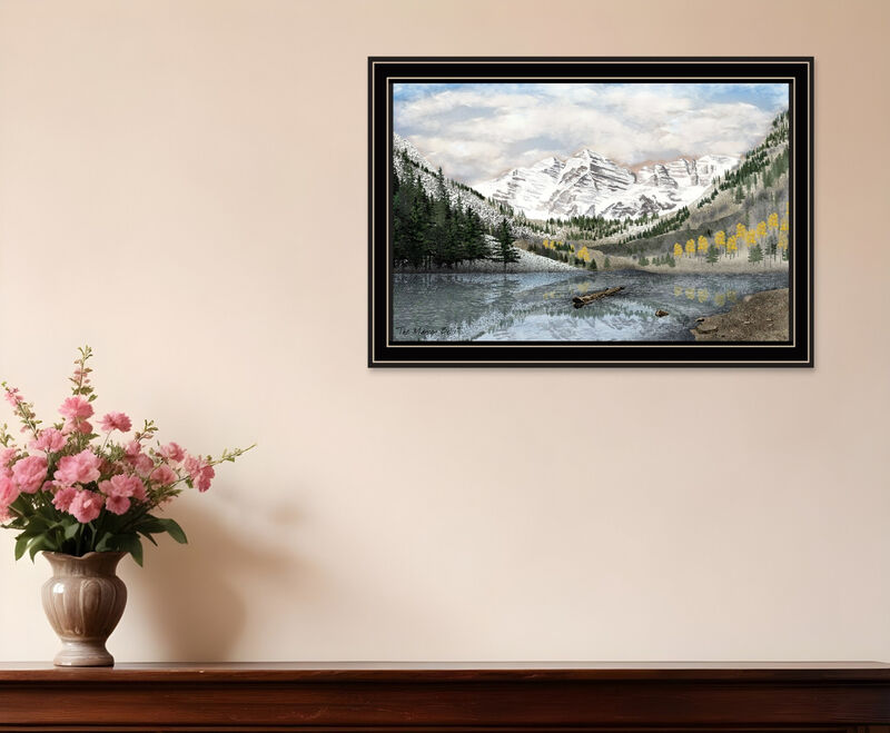 HomeRoots Snowy Mountain Landscape  Black Framed Wall Art image number 1