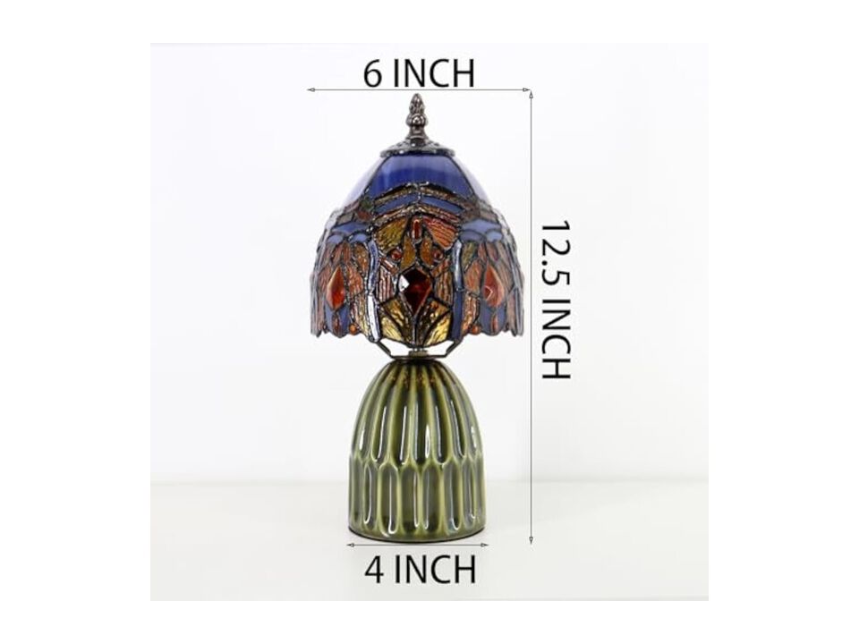 Tiffany Style Stained Glass Mushroom Accent Lamp For Bedroom Bedside Desk