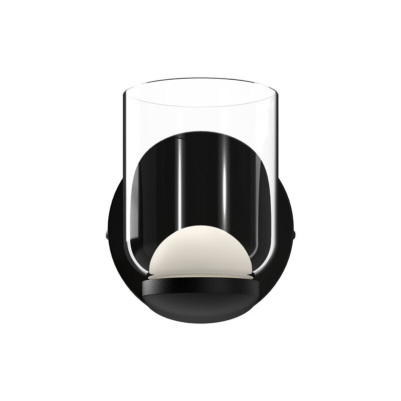 Cedar 4-in Black/Clear Damp-Rated Dimmable LED Wall Sconce image number 1