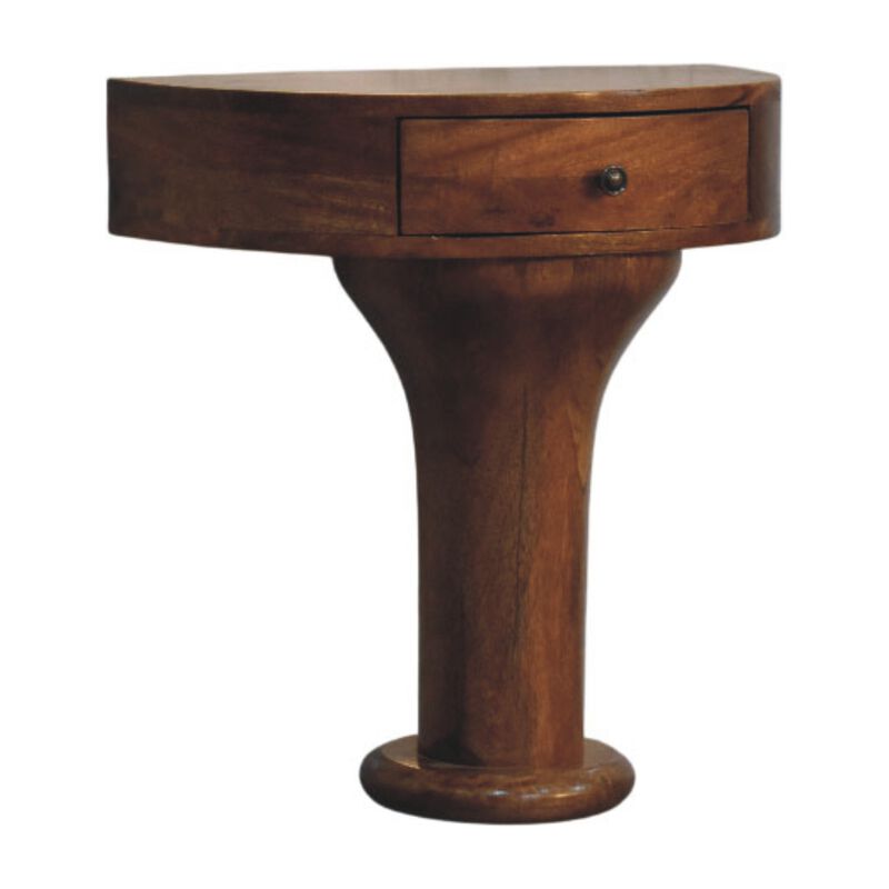Artisan Furniture Solid Wood Pedestal Curved Bedside , Brown image number 3