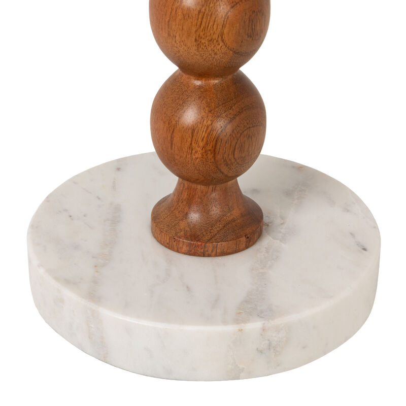 Mango Wood Bead Ball and Marble Drink Table, Honey Walnut and White image number 5