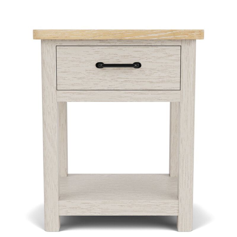 FurniFact Wood Nightstand with Drawer &ndash; Beige End Table Bedroom Accent Storage image number 4