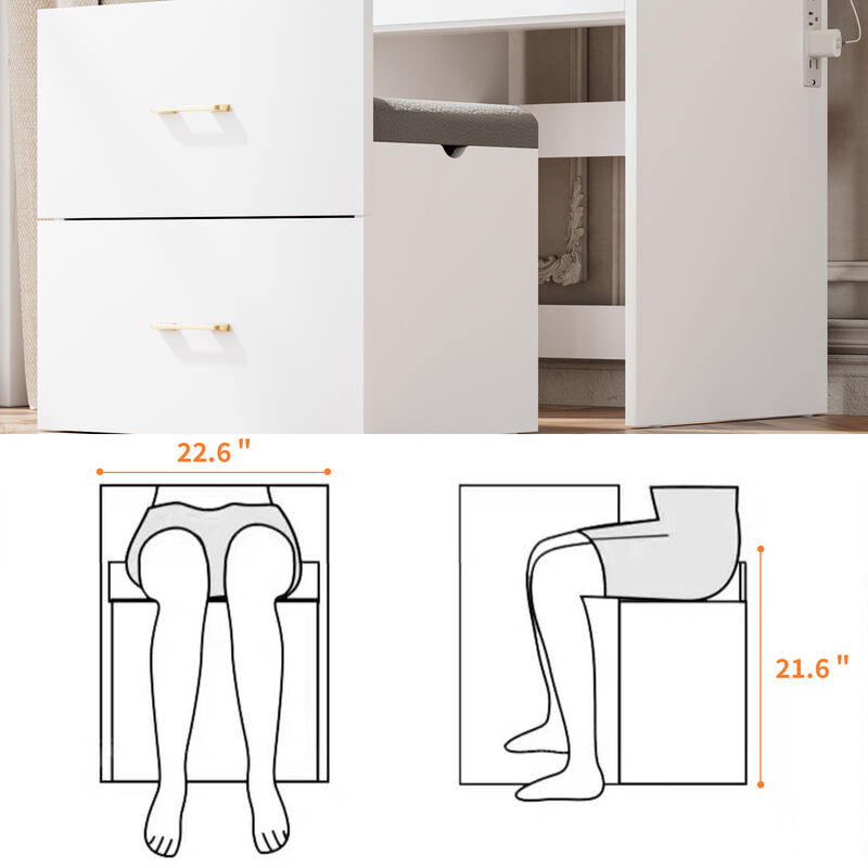Relvap Vanity Desk with open Top Mirror image number 8