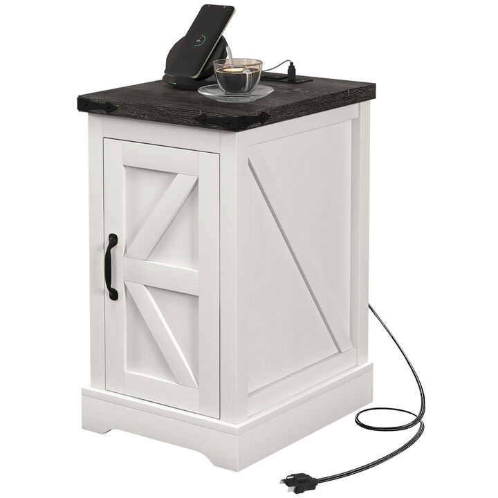Hivvago Side Table with Built-In Charging Station