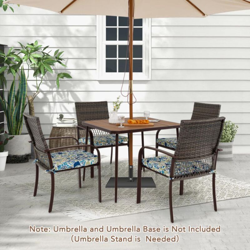 Hivvago 5 Pieces Patio Dining Set 4 Cushioned Rattan Armchairs and Square Table