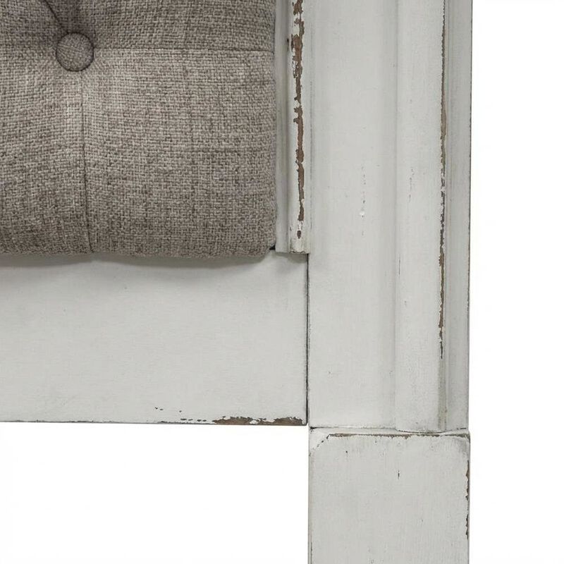 Liberty Furniture Antique White Upholstered Panel Headboard with Chenille Fabric and Solid Wood image number 4