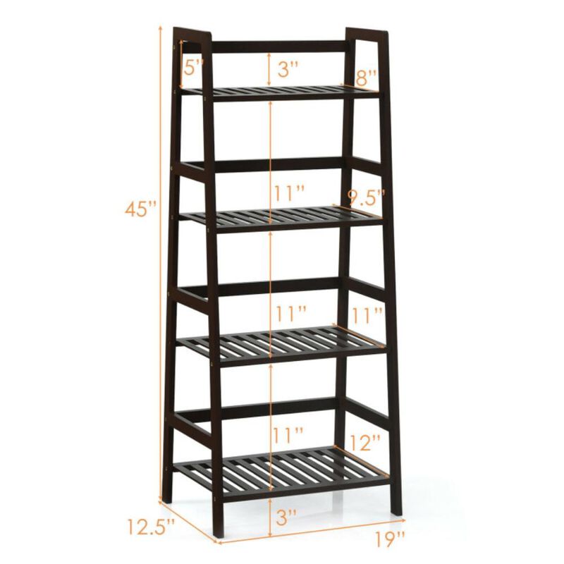 Hivvago 4-Tier Bamboo Plant Rack with Guardrails Stable and Space-Saving