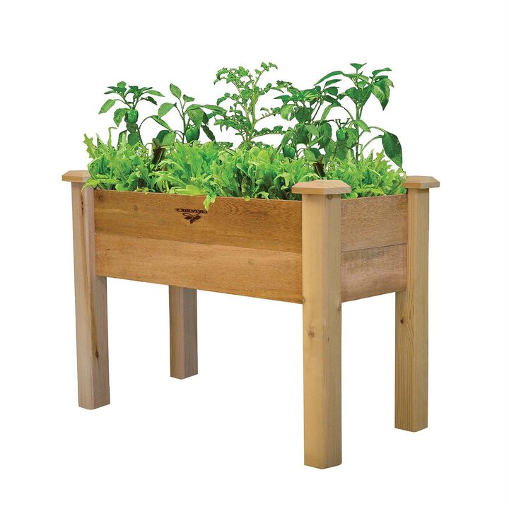 QuikFurn Raised Garden Bed Planter Box in Solid Cedar Wood in Natural Finish - 34-inch